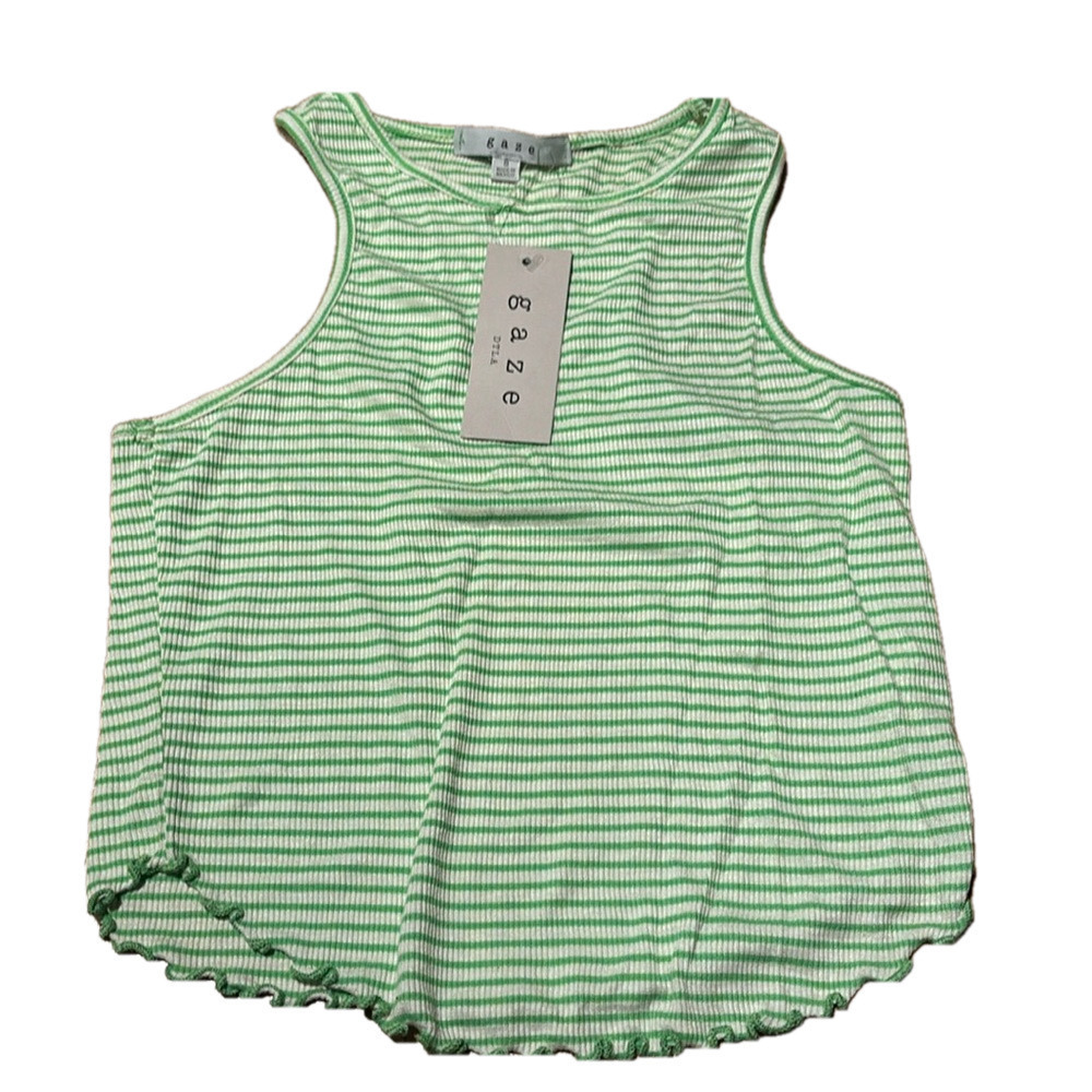 NWT Gaze size small woman’s tank top green and white shirt.